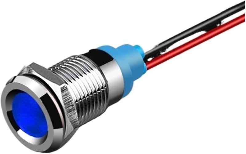 6 مم مؤشر LED تحذيري معدني مقاوم للماء IP67 مصباح إشارة 3V 5V 12V 220V أزرق - Image 1